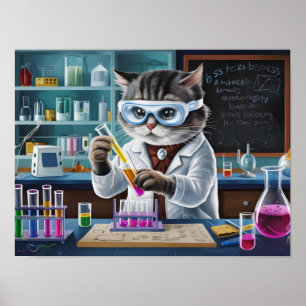 研究室よくはしゃぐにおける猫科学者 ポスター