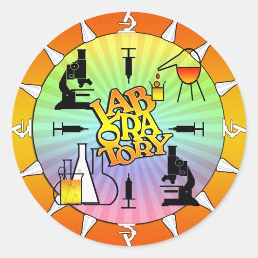 研究室4平方ロゴ ラウンドシール (正面)