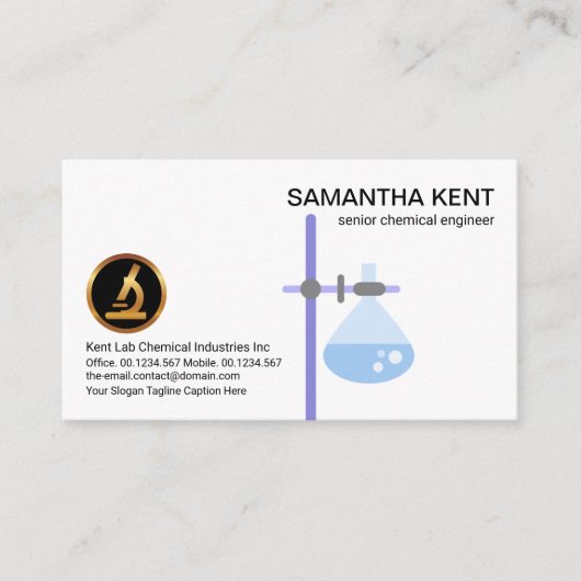 研究所機器ビーカーフラ縁どスコ化学者 名刺 (正面)