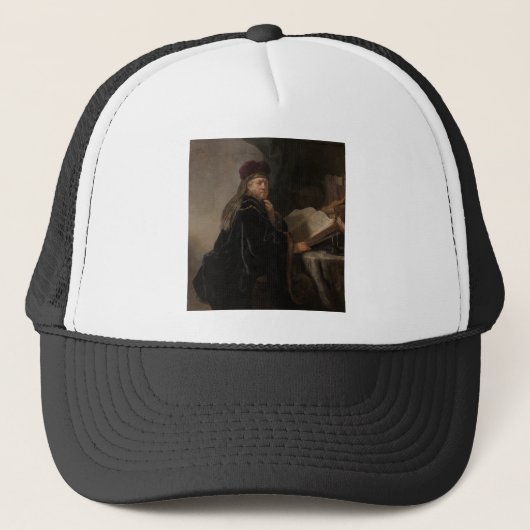 研究者が机に座る – Rembrandt - c1634 キャップ (正面)