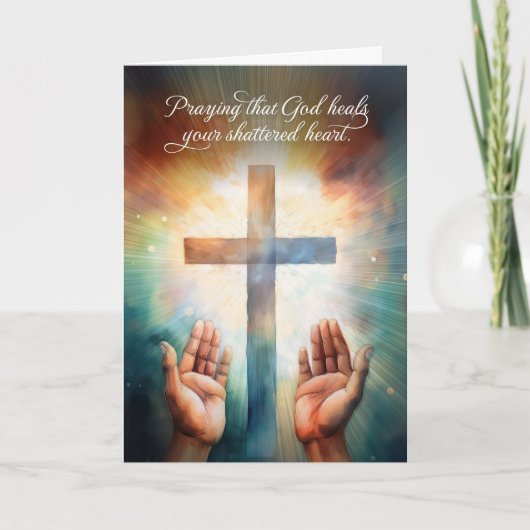 砕いたハートが神に手を開く祈りの言葉 カード (正面)