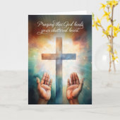 砕いたハートが神に手を開く祈りの言葉 カード (黄色い花)