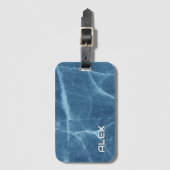 砕いた青い大理石 – テクスチャ付き石のパターン ラゲッジタグ (正面縦)
