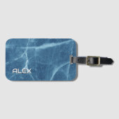 砕いた青い大理石 – テクスチャ付き石のパターン ラゲッジタグ (正面横)