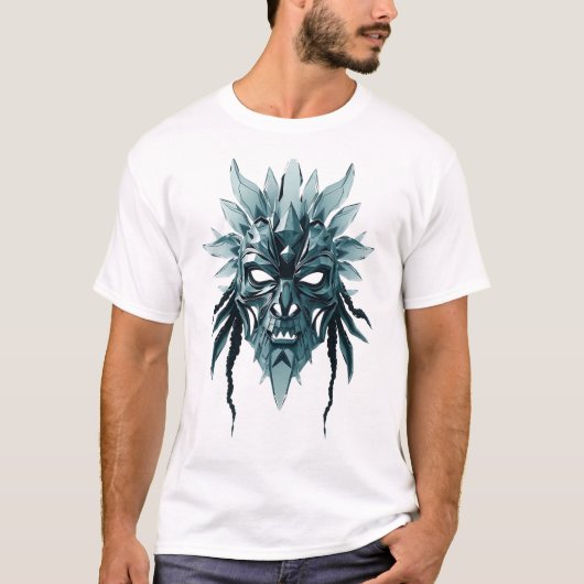 砕かれたガラスの部族のマスクアート Tシャツ (正面)
