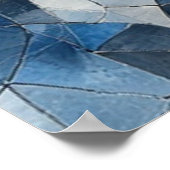 砕かれたモザイク：青い幾何学割れガラス ポスター (角)