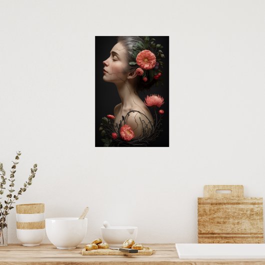 砕けたエレガンス – 魂の花 ポスター (キッチン)