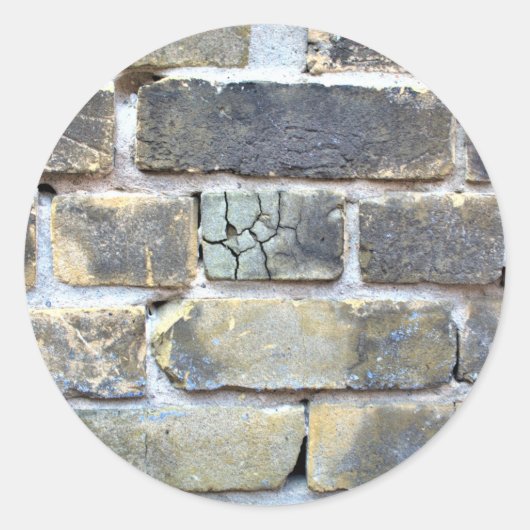 砕けた砕けた薄い灰色のレンガの壁 ラウンドシール (正面)