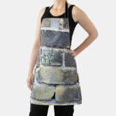 砕けて割れた灰色のレンガの壁 エプロン (インサイチュ)