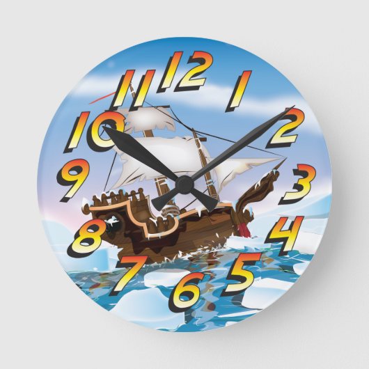 砕氷船 ラウンド壁時計 (正面)