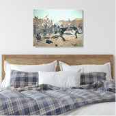 砦を守る:インディアンは米国騎兵を攻撃 キャンバスプリント (インサイチュ (寝室))