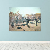 砦を守る:インディアンは米国騎兵を攻撃 キャンバスプリント (インサイチュ (ウッドフロア))