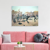 砦を守る:インディアンは米国騎兵を攻撃 キャンバスプリント (インサイチュ (リビング))