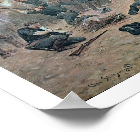 砦を守る:インディアンは米国騎兵を攻撃 ポスター (角)