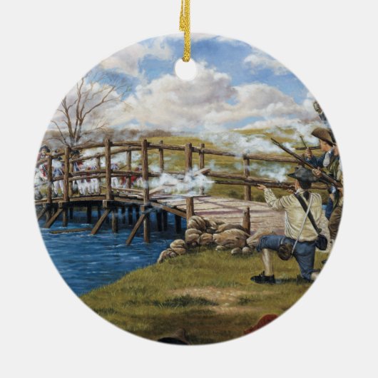 砲声は「コンコードの世界戦のラウンド」を聞いた セラミックオーナメント (裏面)