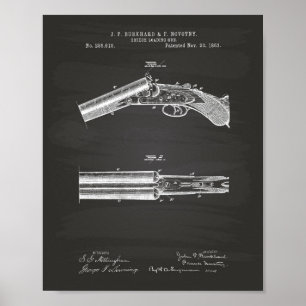 砲尾のローディング銃1883のパテントの芸術-黒板 ポスター