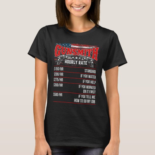 砲撃兵の時給USA国旗Gunsmiting Gun Repa Tシャツ (正面)