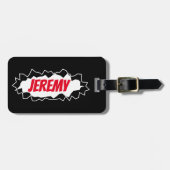 破おもしろい裂した穴の漫画のプリントカスタム旅行 ラゲッジタグ (正面横)