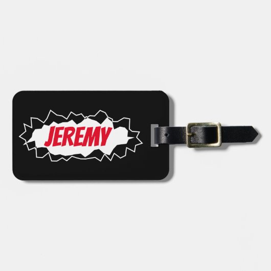 破おもしろい裂した穴の漫画のプリントカスタム旅行 ラゲッジタグ (正面横)