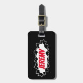 破おもしろい裂した穴の漫画のプリントカスタム旅行 ラゲッジタグ (正面縦)