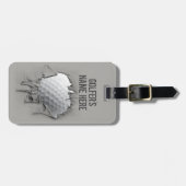破れたゴルフボパーソナライズされたール ラゲッジタグ (正面横)