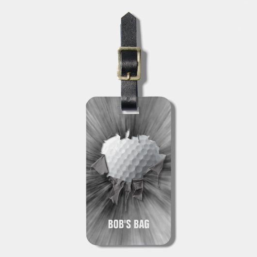 破れたゴルフボールのラゲッジタグ ラゲッジタグ (正面縦)