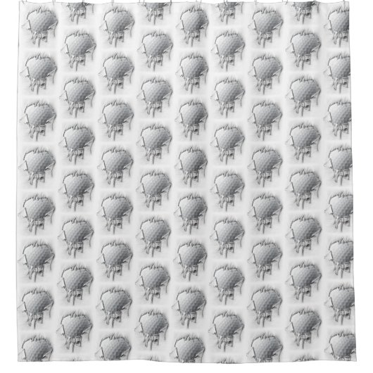 破れたゴルフボール シャワーカーテン (正面)