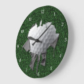 破れたゴルフボール ラージ壁時計 (傾斜)