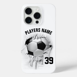 破れたサッカーの個人化されたホワイトケース iPhone 15 PROケース
