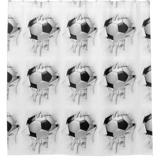 破れたサッカー シャワーカーテン (正面)