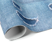 破れたデニム生地のテクスチャ、青い色合い。 ラッピングペーパー (ロールコーナー)