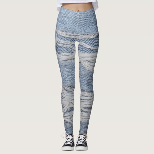 破れたデニム：ブルージーンズのテクスチャ。 レギンス (正面)