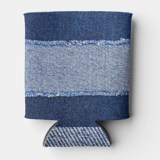 破れたデニム：ブルージーンズの生地。 缶クーラー (正面)