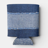 破れたデニム：ブルージーンズの生地。 缶クーラー (裏面)