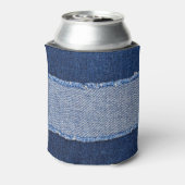 破れたデニム：ブルージーンズの生地。 缶クーラー (缶裏面)