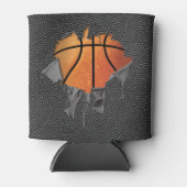 破れたバスケットボール（テクスチャ） 缶クーラー (正面)