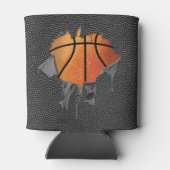 破れたバスケットボール（テクスチャ） 缶クーラー (裏面)