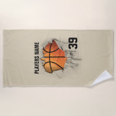 破れたバスケットボール ビーチタオル (正面)