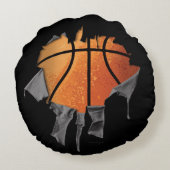 破れたバスケットボール ラウンドクッション (裏面)