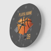 破れたバスケットボール ラージ壁時計 (傾斜)