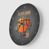 破れたバスケットボール ラージ壁時計 (傾斜)