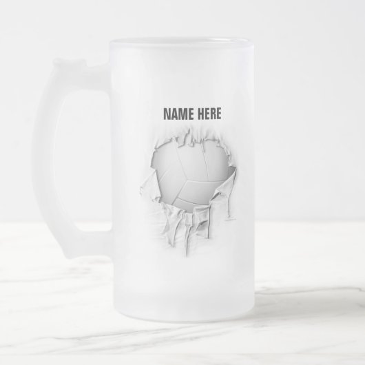 破れたバレーボールすり付きビアマグ フロストグラスビールジョッキ (左)
