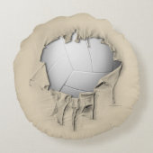 破れたバレーボール丸白枕 ラウンドクッション (裏面)