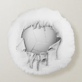 破れたバレーボール丸白枕 ラウンドクッション (裏面)