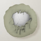 破れたバレーボール円枕 ラウンドクッション (裏面)