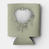 破れたバレーボール白クーラーボックス 缶クーラー (正面)