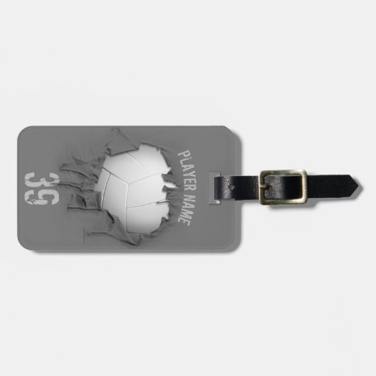 破れたバレーボール(パーソナライズされた)ラゲッジタグ ラゲッジタグ (正面横)