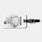 破れたバレーボール(白パーソナライズされた)ラゲッジタグ ラゲッジタグ (正面横)