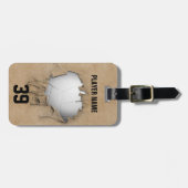 破れたバレーボール(白パーソナライズされた)ラゲッジタグ ラゲッジタグ (正面横)