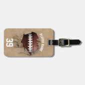 破れたフットボパーソナライズされたールのラゲッジタグ ラゲッジタグ (正面横)